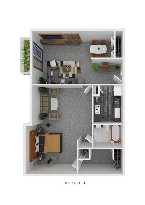 Floor plan for 1 bed, 1 bath, 784 sqft